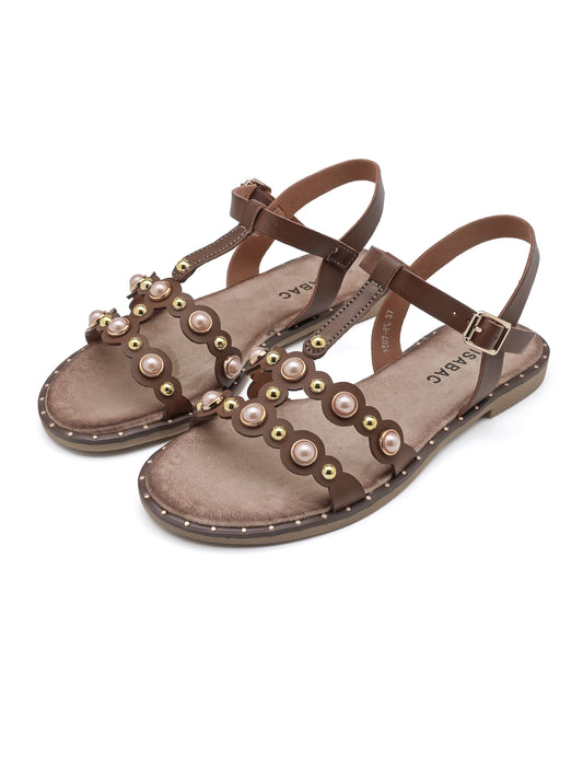Sandali flat ISABAC in ecopelle, con cinturini alla caviglia e applicazioni di borchie circolari decorative.

Dettagli prodotto
• Made in China
• Materiali: Vegano (Materiali sintetici)