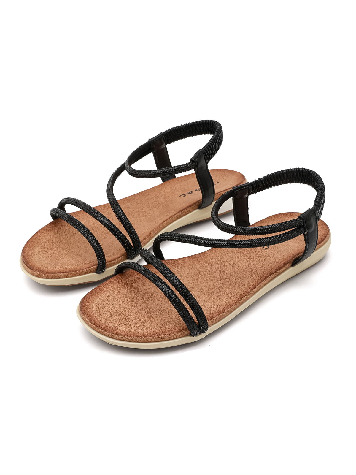 Sandali ISABAC flat con suola in tonalità cuoio e cinturini, dotati di passanti alla caviglia e sulla punta.

Dettagli prodotto
• Made in China
• Materiali: Vegano (Materiali sintetici)