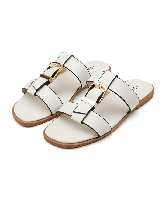 Sandali ISABAC modello slide in ecopelle, dettagli in nero e fibbie dorate, design essenziale e contemporaneo.

Dettagli prodotto
• Made in China
• Materiali: Vegano (Materiali sintetici)