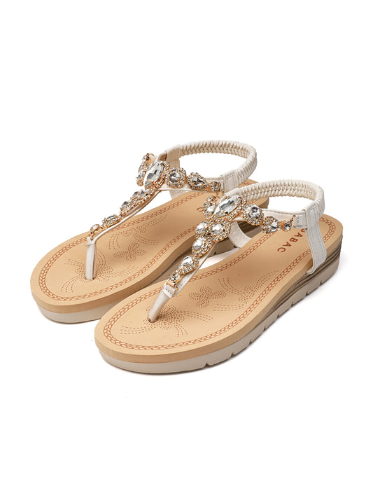 Sandalo flat ISABAC, tomaia decorata con strass, cinturini elasticizzati alla caviglia per comfort e stile raffinato.

Dettagli prodotto
• Made in China
• Materiali: Vegano (Materiali sintetici)