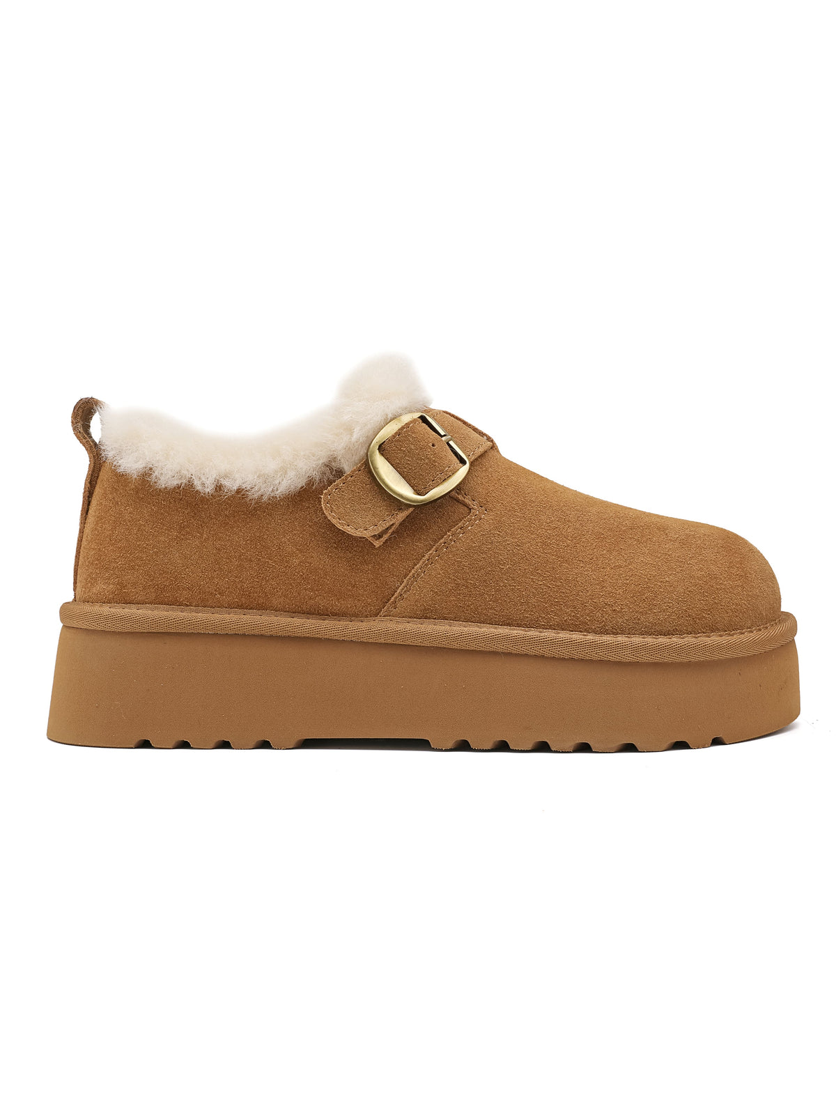 Stivaletto in vera pelle scamosciata beige, fibbia laterale, fodera in ecopelliccia, suola spessa.

Dettagli prodotto
• Made in China
• Materiali: Vegano (Materiali sintetici)